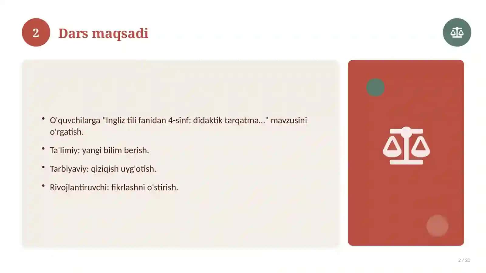 Ingliz tili fanidan 4-sinf: didaktik tarqatma materiallar 2