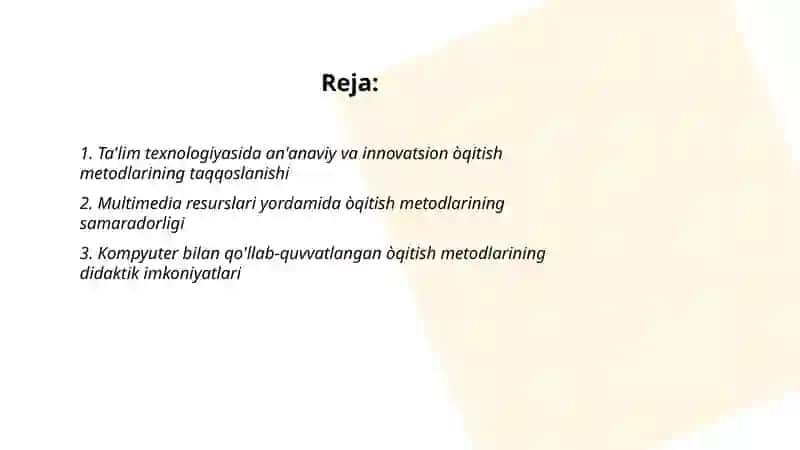 Ta'lim texnologiyasida òqitish metodlarining òrni va ahamiyati 2