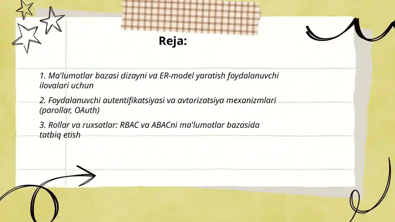 Ma'lumotlar bazasi muxitida foydalanuvchilar dasturini yaratish kabi masalalar 2