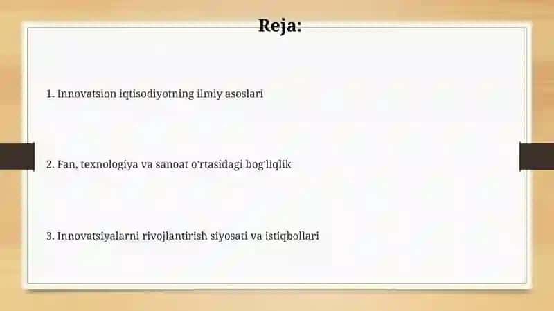 Innovatsion iqtisodiyotning ilmiy asoslari 2