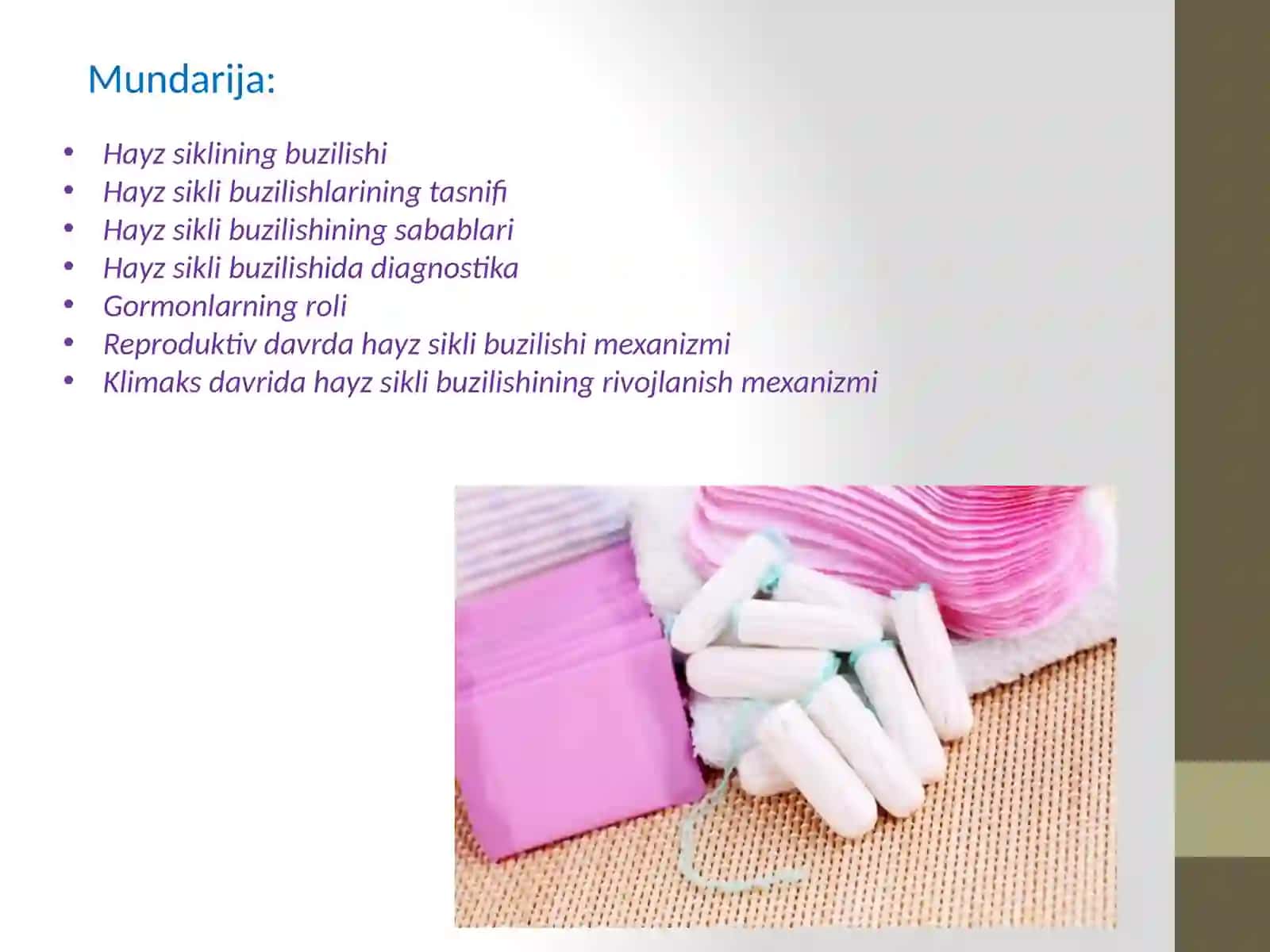 Turli yoshdagi ayollarda hayz sikli buzilishlari 2