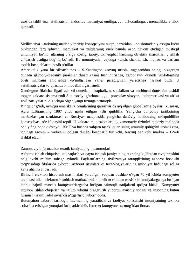 TARIXIY JARAYONDA JAMIYATNING MADANIY VA MANAVIY QADRYATLARI. JAMIYAT VA TARIX FALSAFIY TAHLILI 2