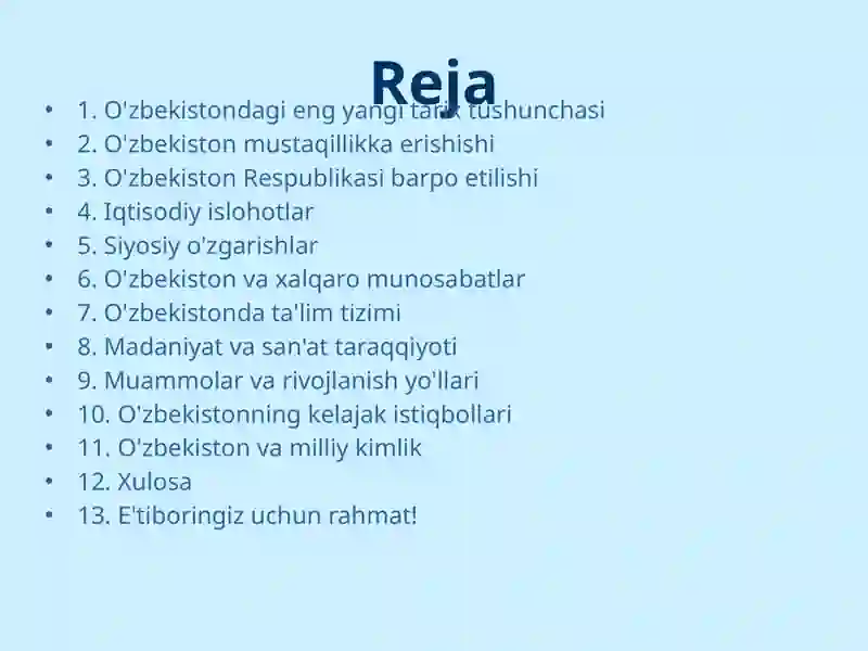 O'zbekistonning eng yangi tarixi 2