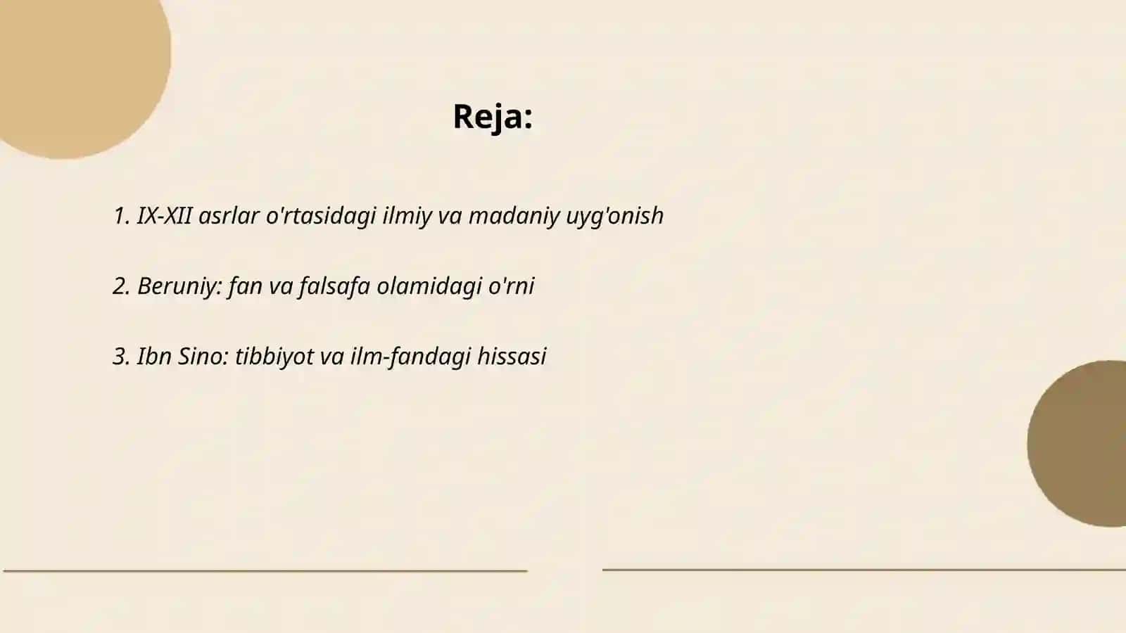 IX-XII ASRLARDA MAMLAKATIMIZ HUDUDIDA RO'Y BERGAN MADANIY UYG'ONISH (RENESSANS). BUYUK ALLOMALARNING JAHON SIVILIZATSIYASIGA QO'SHGAN HISSASI 2