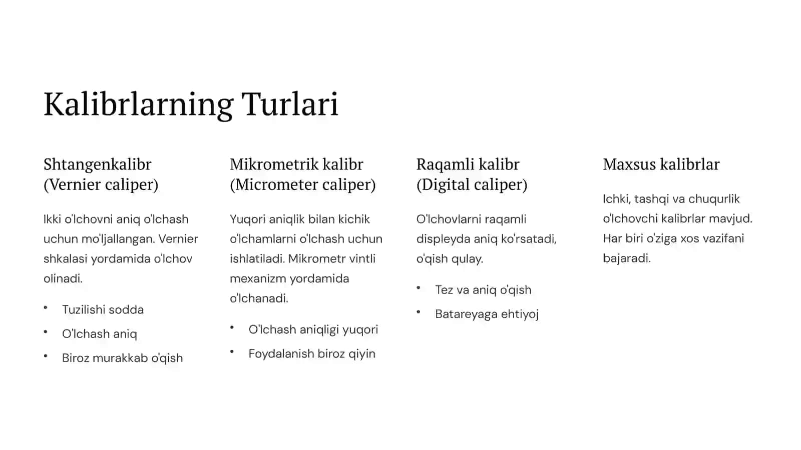 Kalibrlar: Tuzilishi, Vazifalari va Qo'llanilishi 2