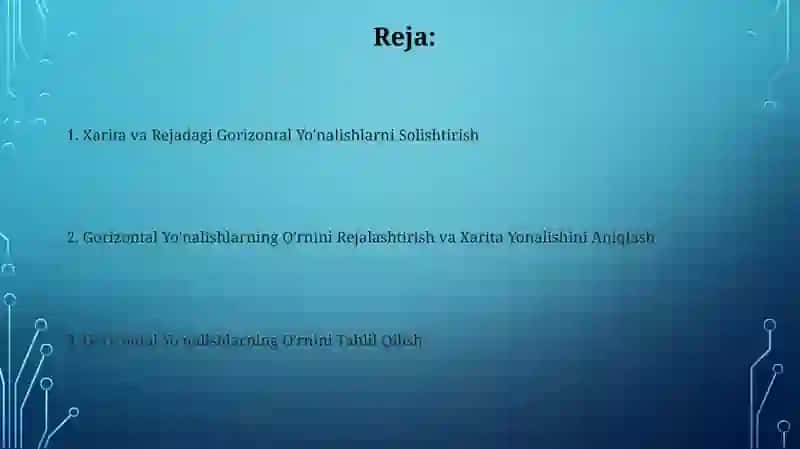 Xarita va Rejadagi Gorizontal Yo'nalishlarni Solishtirish 2