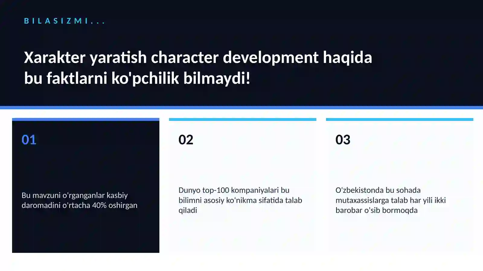 Xarakter yaratish character development 2