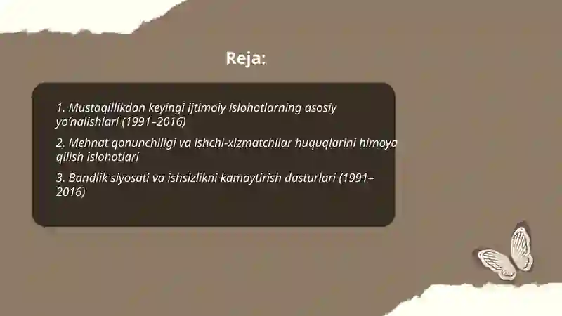 Oʻzbekistonda 1991-2016yillar oraligʻida amalga oshirilgan ijtimoiy islohatlar tarixi 2
