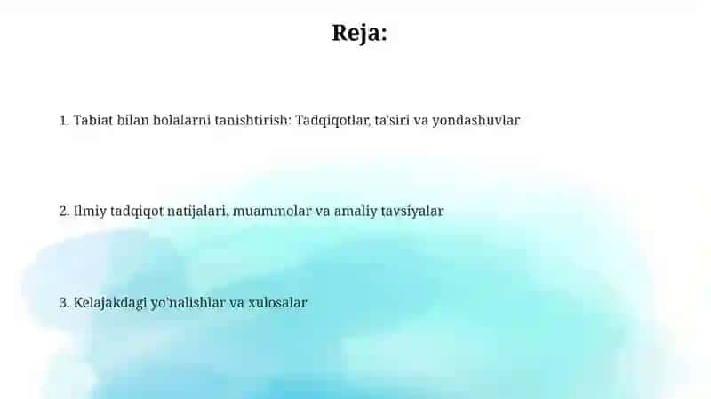 Bolalarni tabiat bilan tanishtirishga oidilmiy tadqiqotlar 2