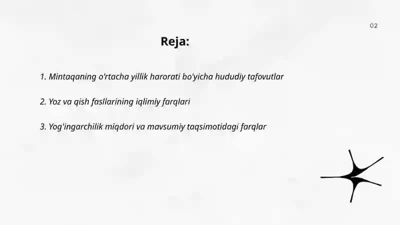 O'RTA OSIYO IQLIMIDAGI TAFOVUTLARGA TAVSIF BERISH 2