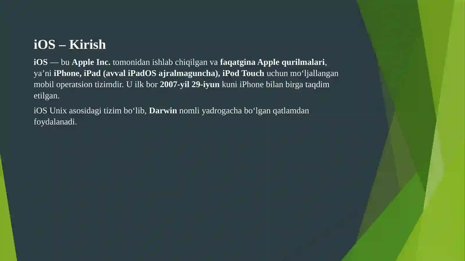iOS Mobil Operatsion Tizim 2