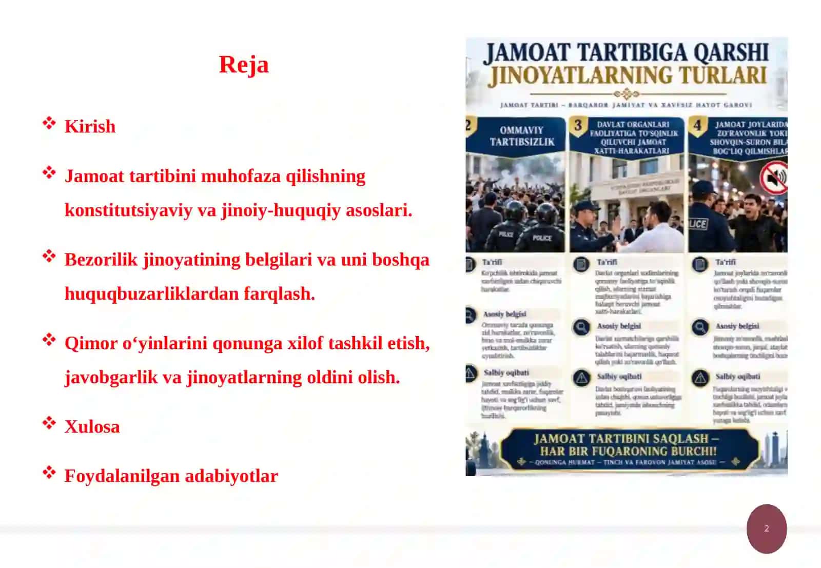 Jamoat tartibiga qarshi jinoiyatlar 2