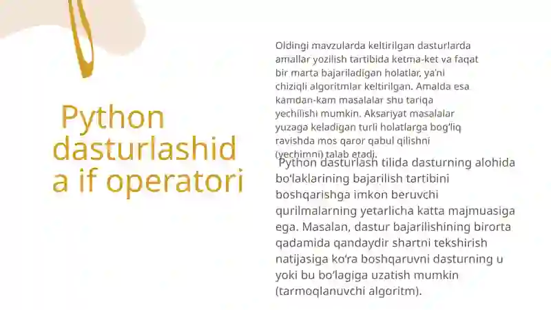 Python dasturlash tilining if operatori 2