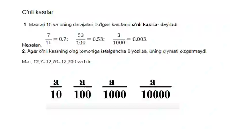 O`NLIK KASRLAR 2