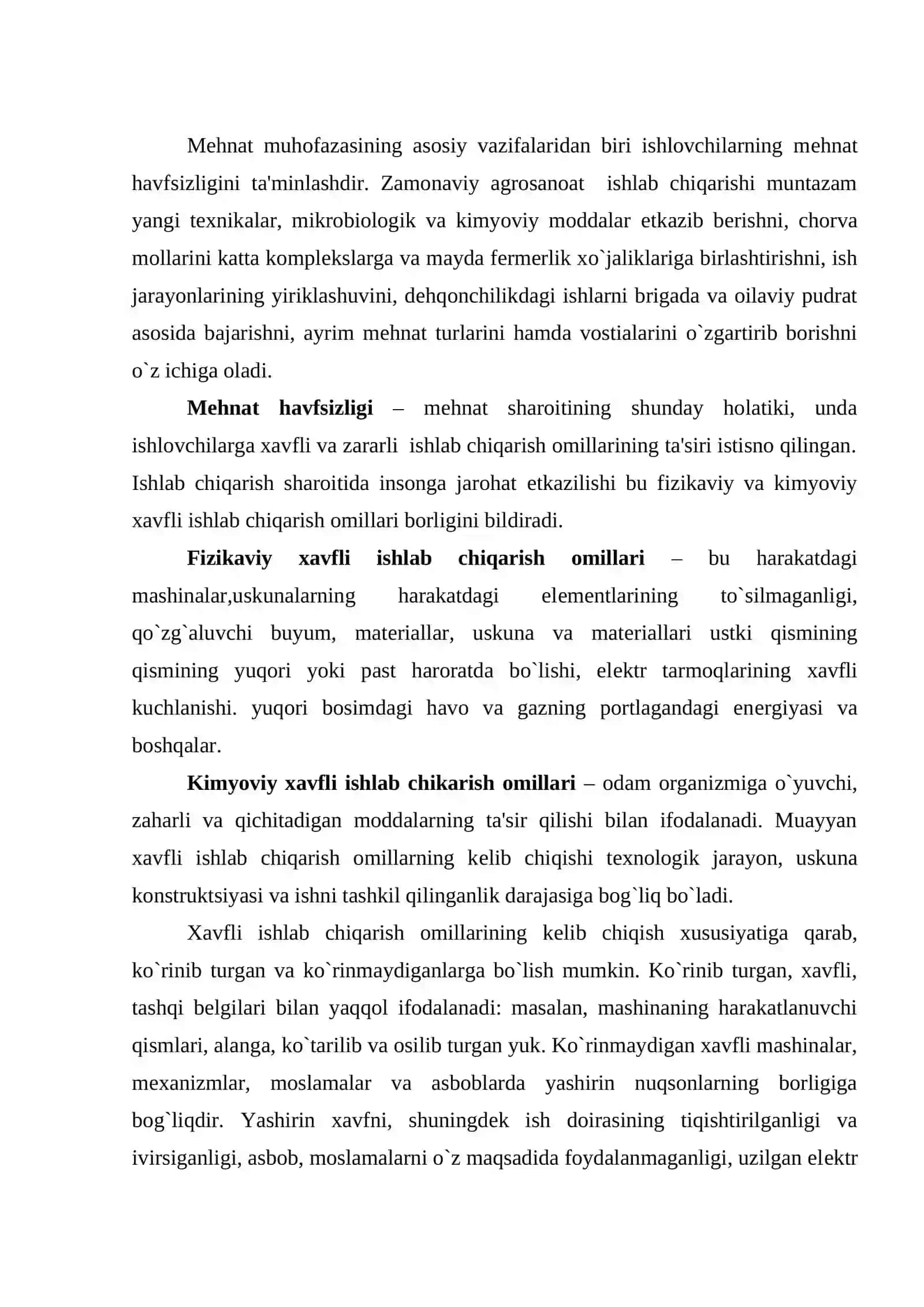 Ishlab chiqarish jarayonlariga qo`yiladigan xavfsizlik talablari 2