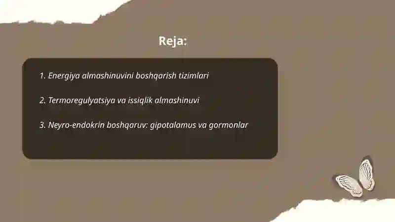 Energiya almashinuvining boshqarilishi 2