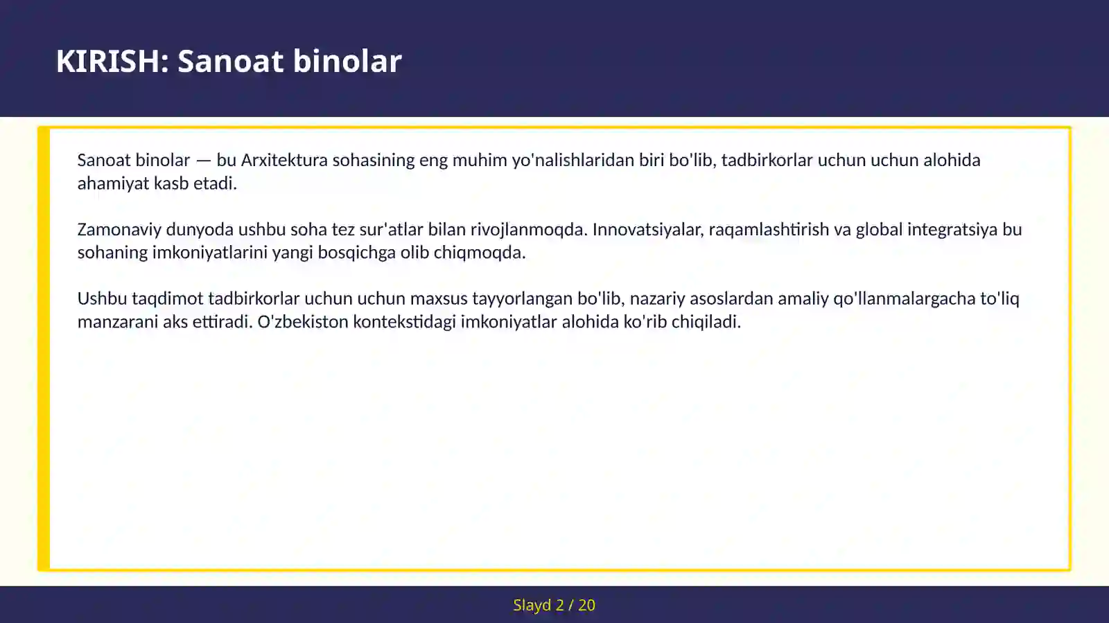 Sanoat binolar 2