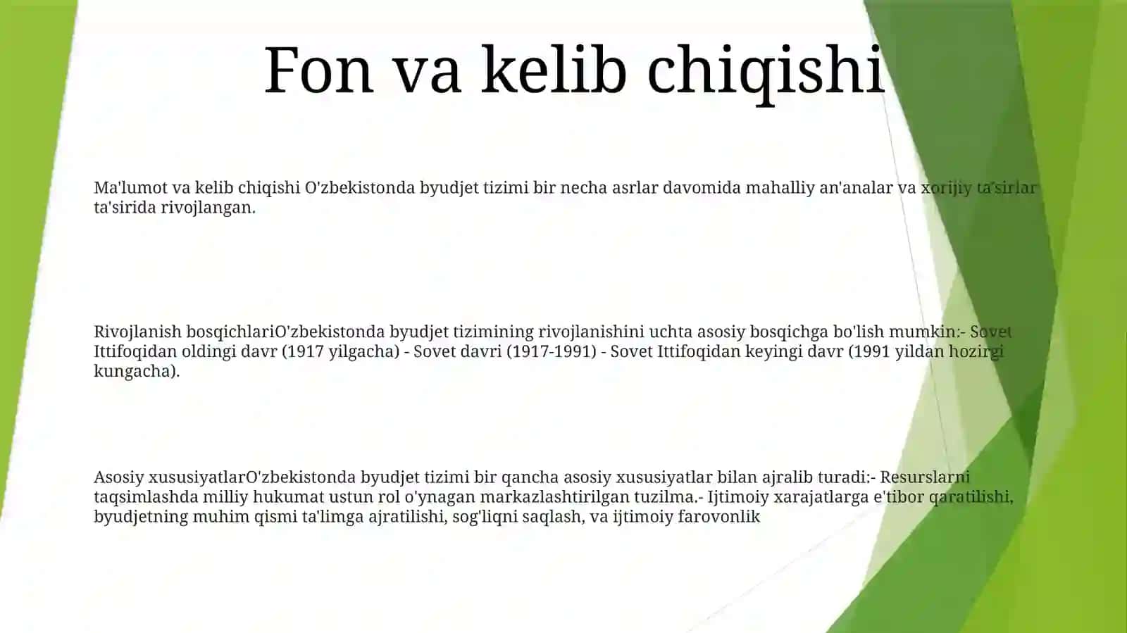 Oʻzbekiston Respublikasida Budjet Tizimini Rivojlanish Bosqichlari 2
