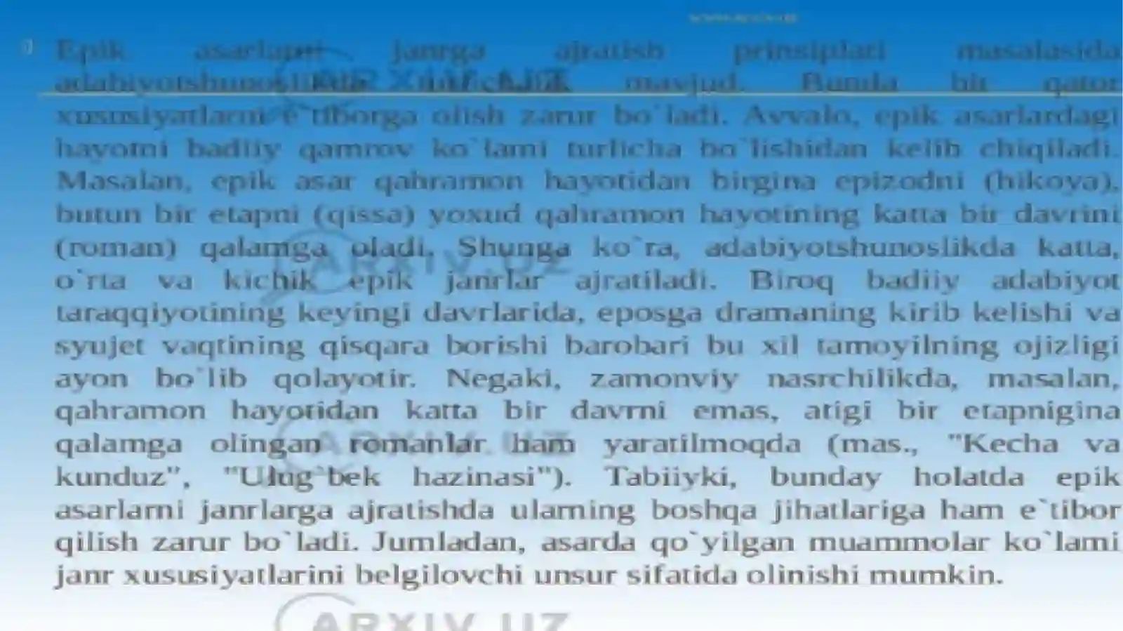 Epos va epik asarlar. Lirika va lirik janrlar. 2
