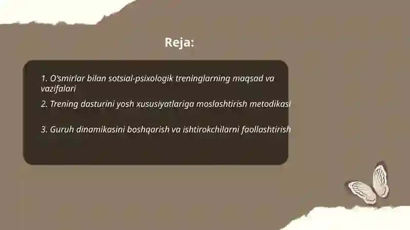 Oʻsmirlar bilan sotsial psixologik treninglarni oʻtkazish masalasi 2