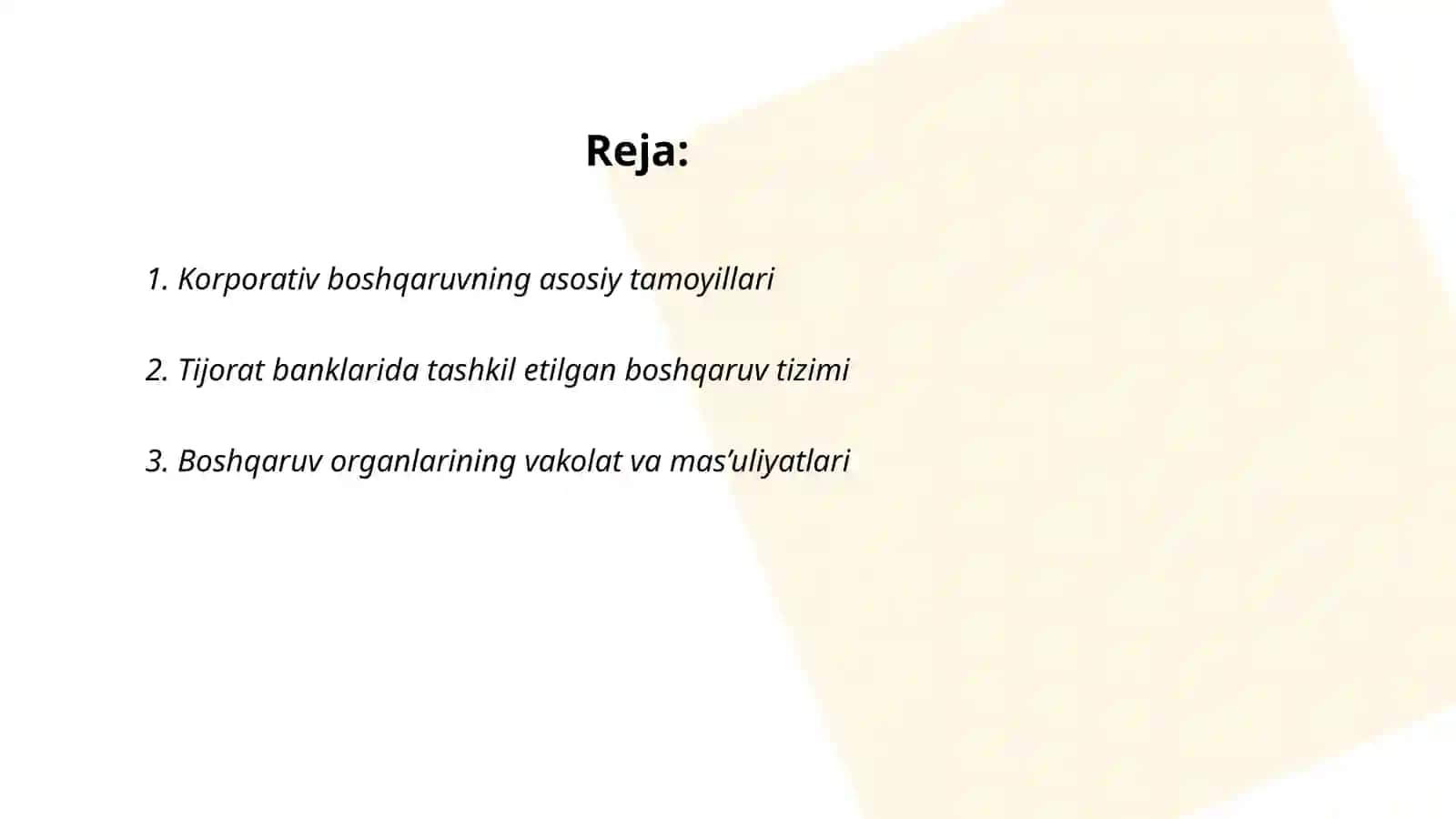 Tijorat banklari faoliyatini korporativ boshqarish asoslari 2
