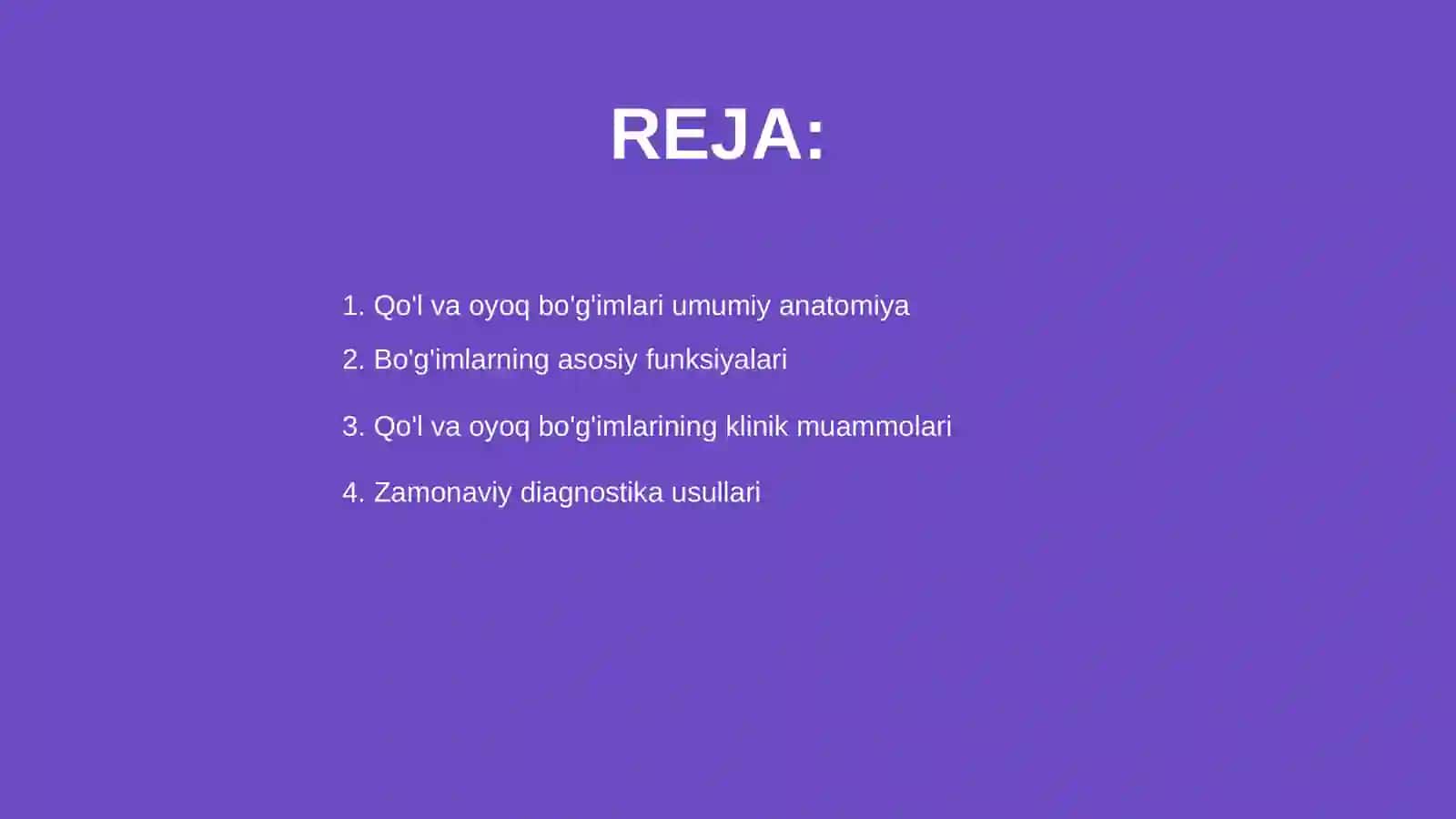 Qo‘l va oyoq bo‘g‘imlari klinik anatomiyasi va zamonaviy operatsiyalar 2