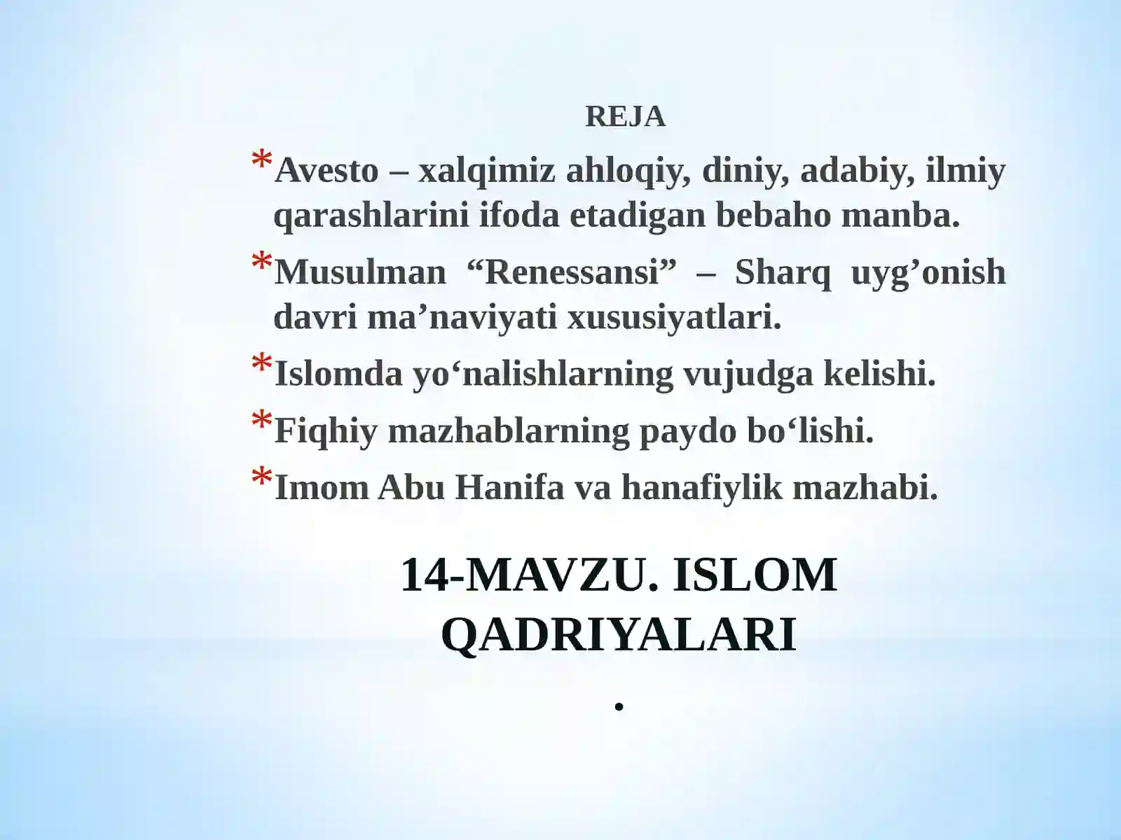 ISLOM QADRIYALARI 2