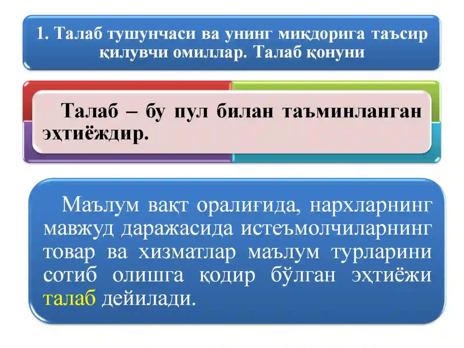 ТАЛАБ ВА ТАКЛИФ НАЗАРИЯСИ. БОЗОР МУВОЗАНАТИ 2