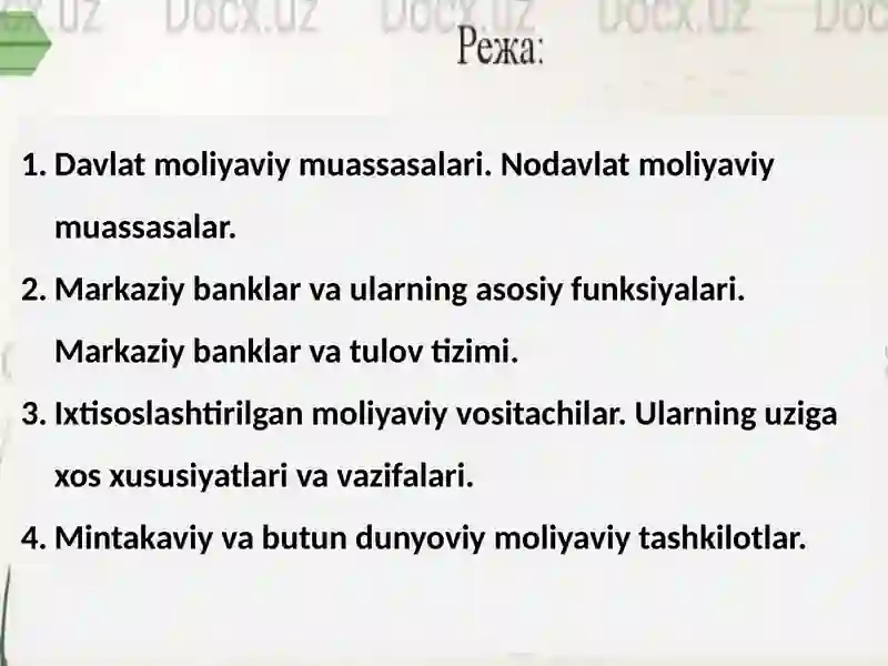 MOLIYAVIY MUASSASALAR 2