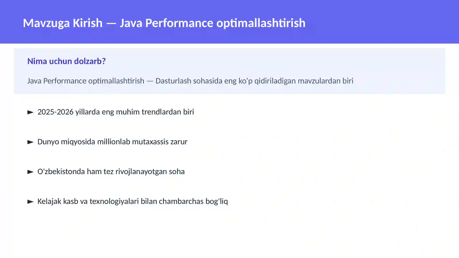 Java Performance optimallashtirish 2