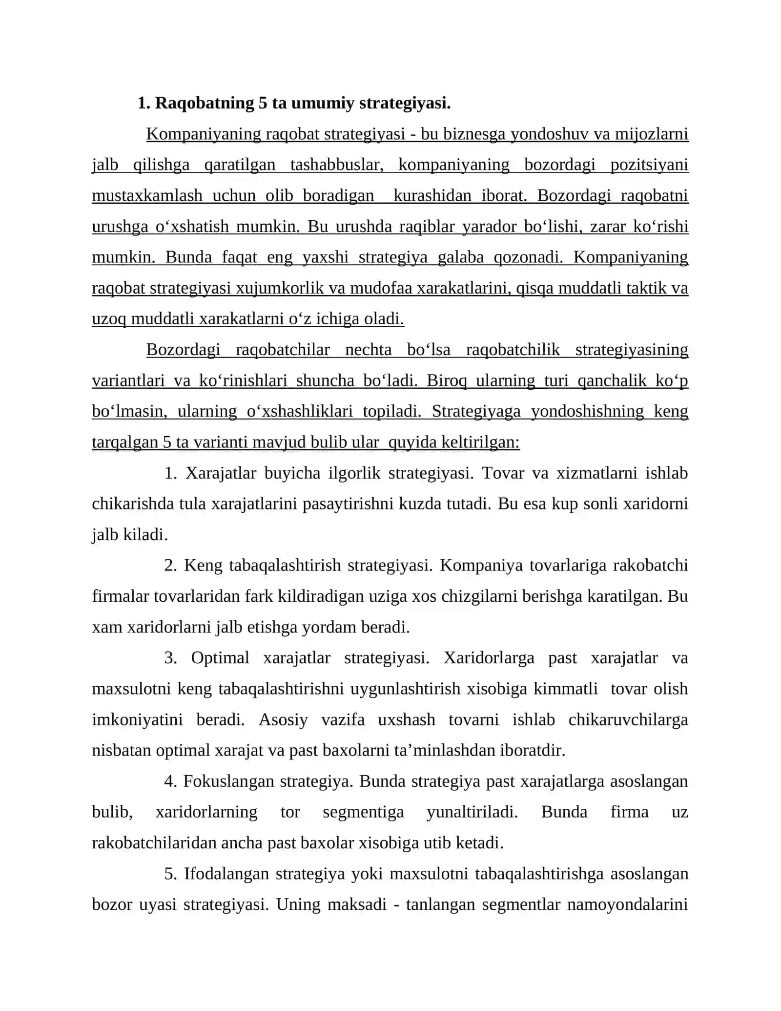 Raqobat strategiyalari 2