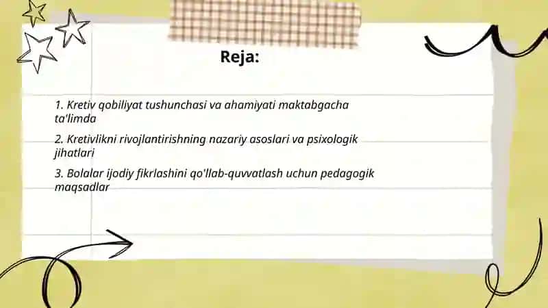 Bo'lajak maktabgacha ta'lim pedagoglarini kretiv qobilyatlarini rivojlantirish mazmuni mavzusida taqdimot tayyorlash 2