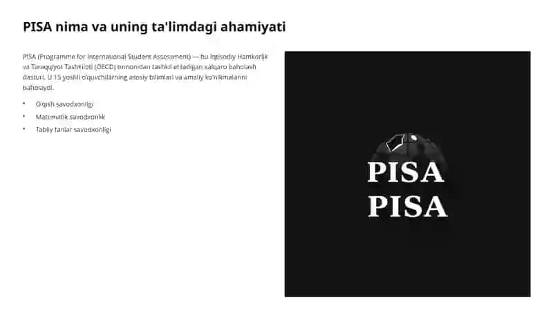 PISA talablari asosida o'quvchilar kompetensiyalarini shakllantirish 2