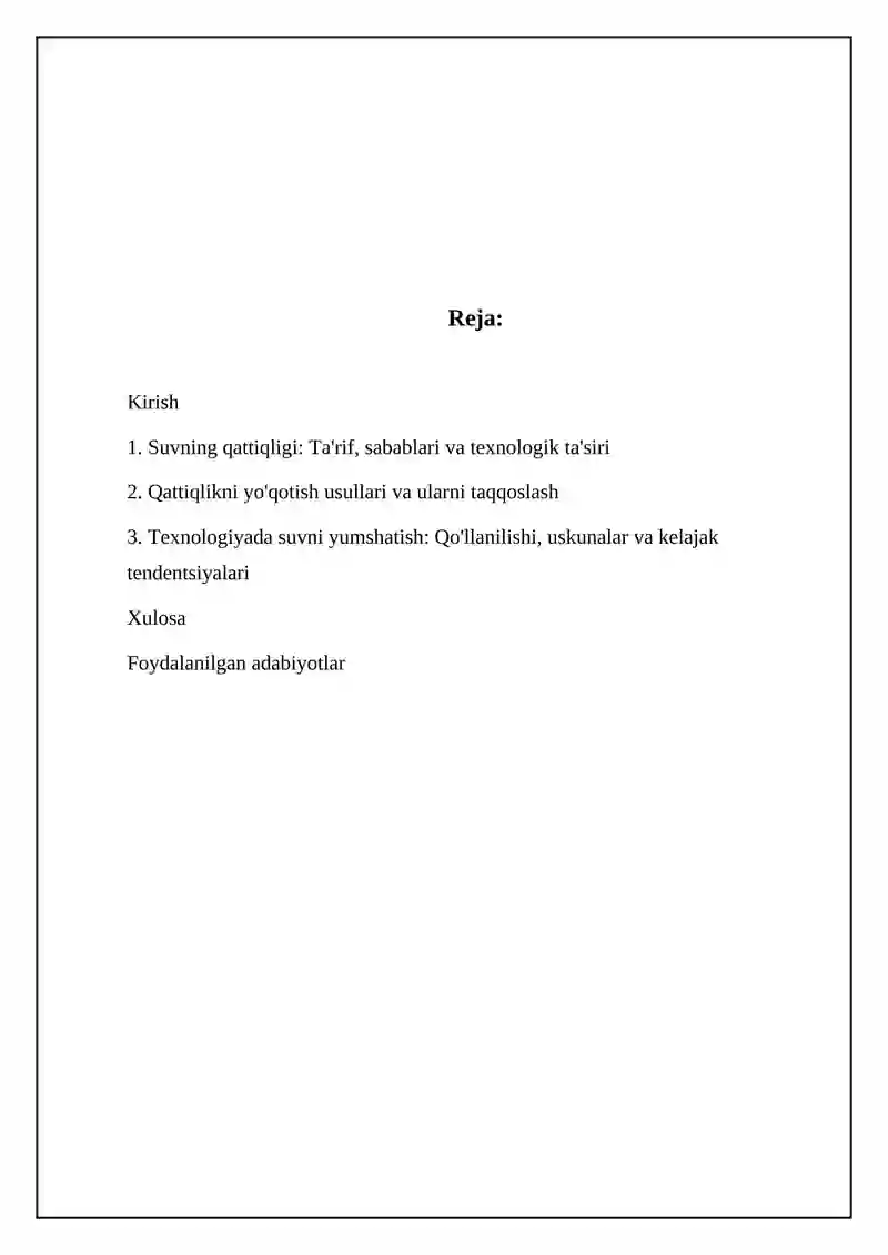 Suvning qattiqligi va uni yumshatishning texnikadagi ahamiyati 2
