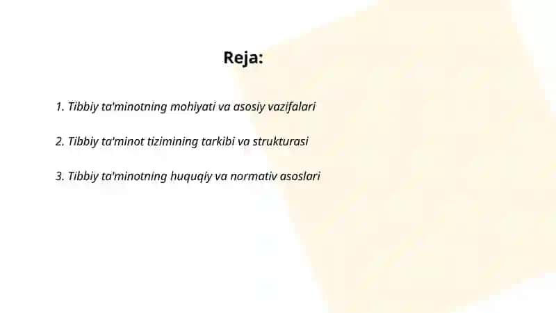 Tibbiy taminot va uning asosiy vazifalarini organish 2