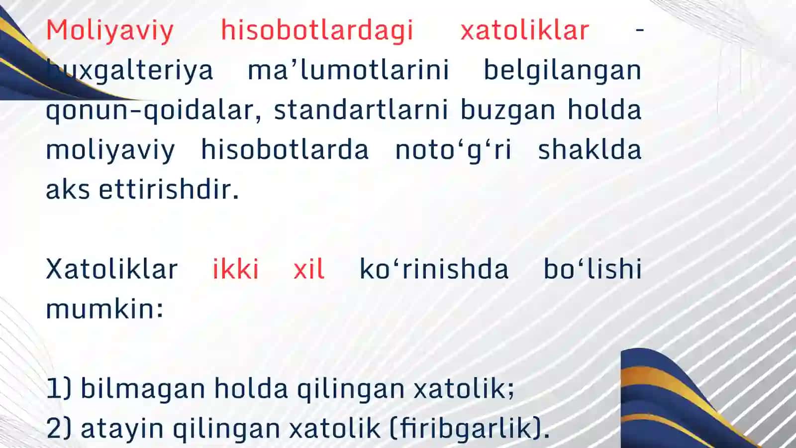 MOLIYAVIY HISOBOTLARDA ANIQLANGAN KAMCHILIK VA qonunbuzarliklar yuzasidan auditor xatti-harakati 2