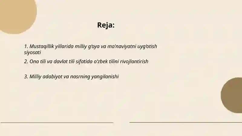 Mustaqillik yillarida O’zbekistoning manaviy va madaniy taraqqiyoti 2