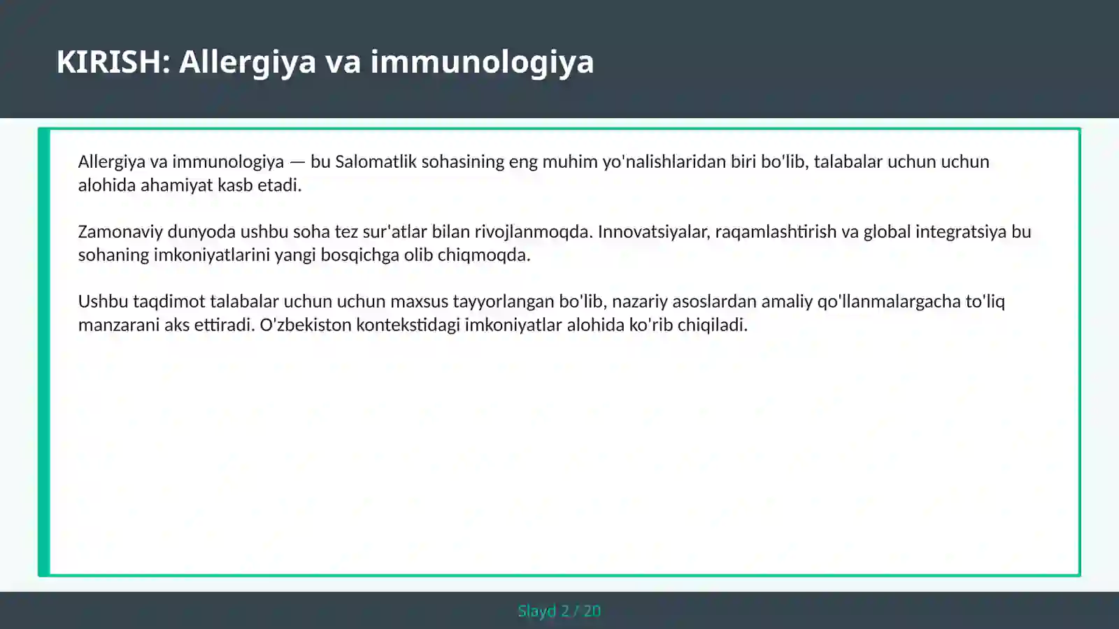 Allergiya va immunologiya 2