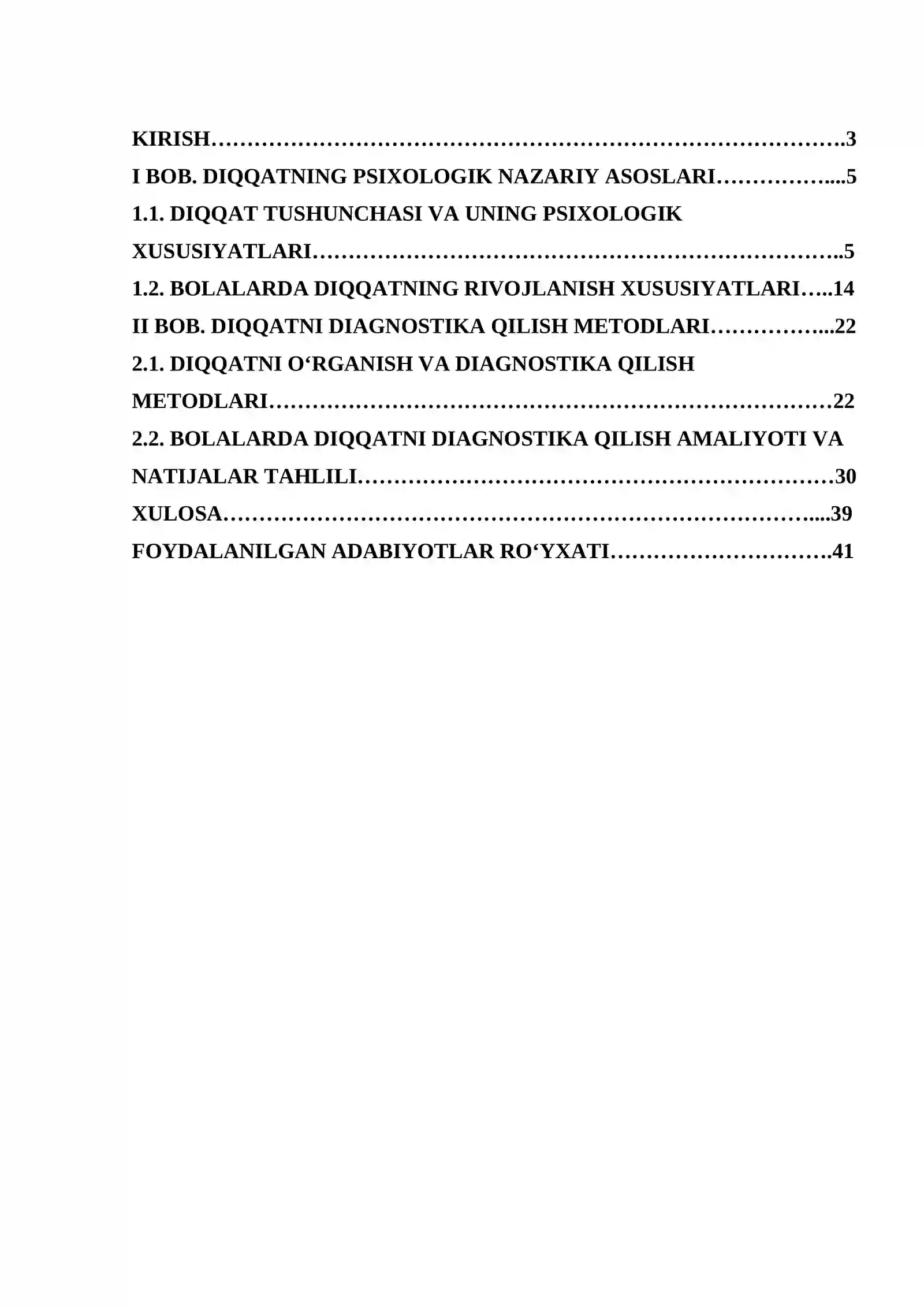 Diqqatni diagnostika qilish metodlari kurs ishi 2