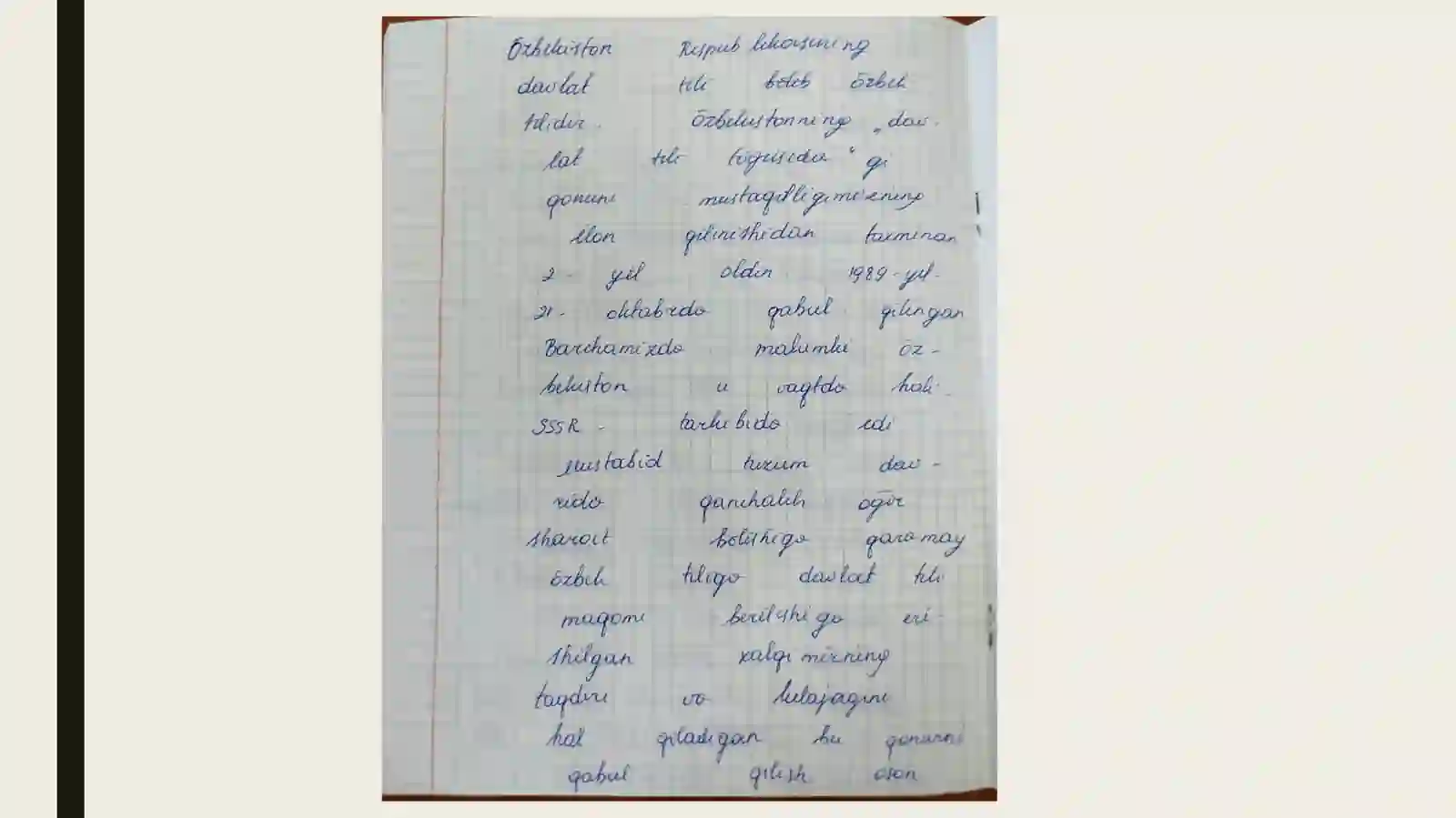 Termiz davlat universiteti Tarix fakulteti 322-guruh talabasi QulsaxatovDilshodbekningOʻzbektilining sohadaqoʻllanilishifanidan tayyorlagan mustaqil ishi 2