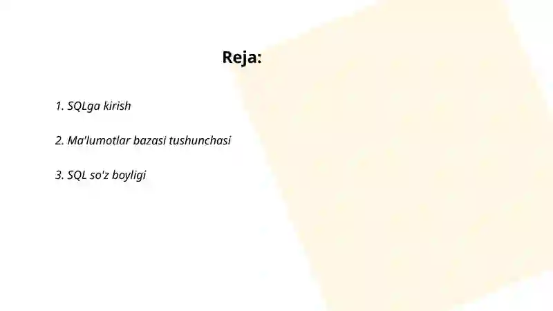 SQL tiliga kirish 2