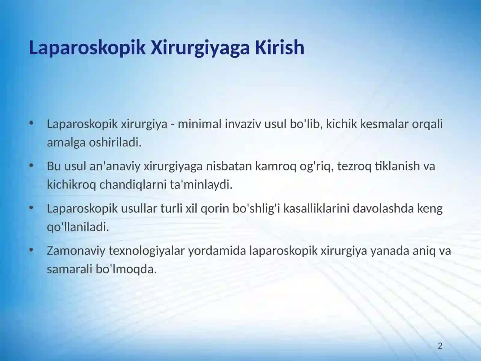 Laparoskopik Xirurgiya va Qorin Bo'shlig'i Kasalliklari 2