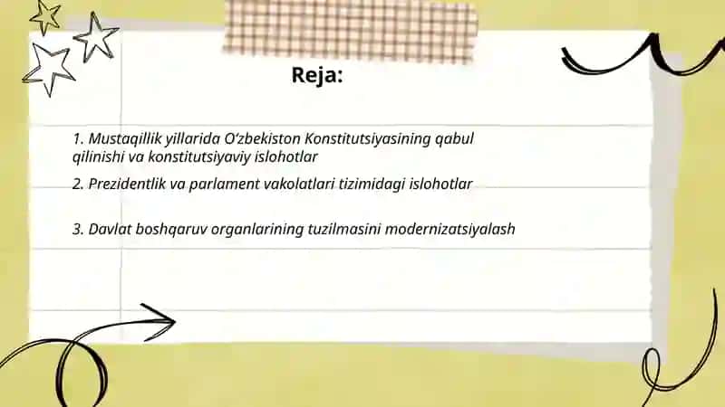 Mustaqillik yillarida davlat boshqaruvi tizimida amalga oshirilgan islohotlar 2