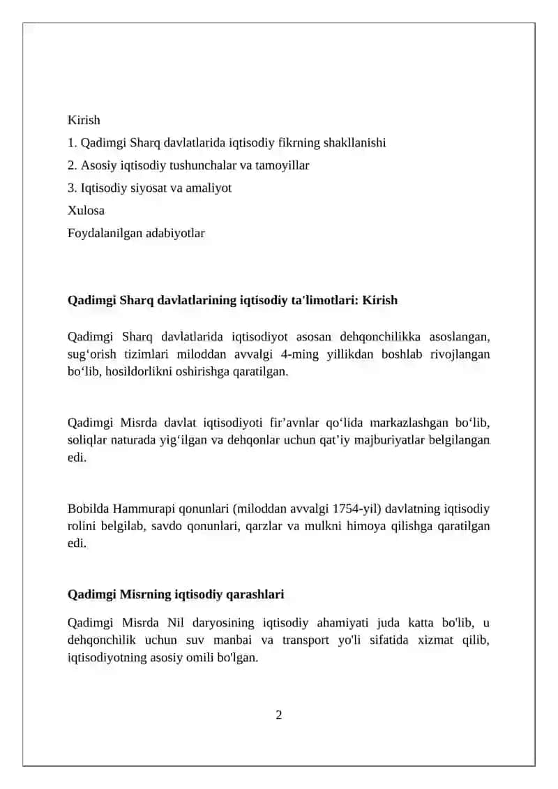 Qadimgi sharq davlatlari iqtisodiy ta’limotlari 2