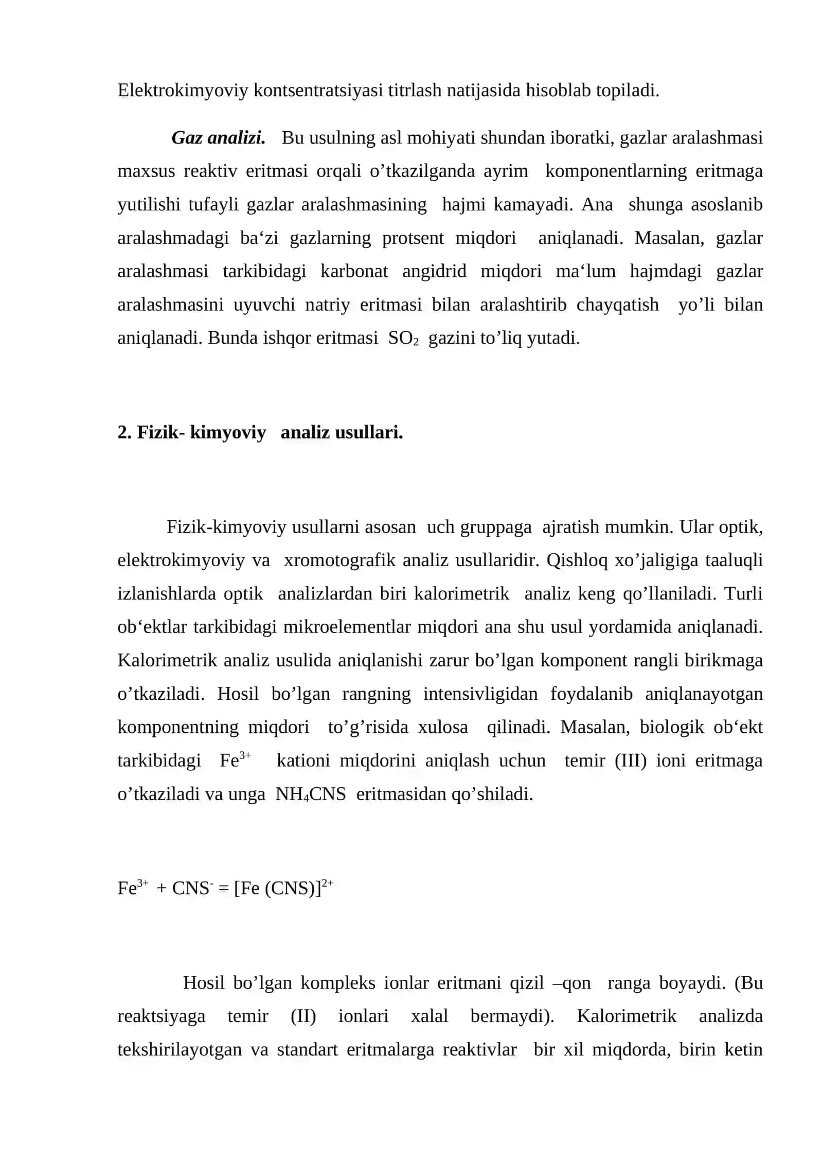 Fizik- kimyoviy analiz usullari 2