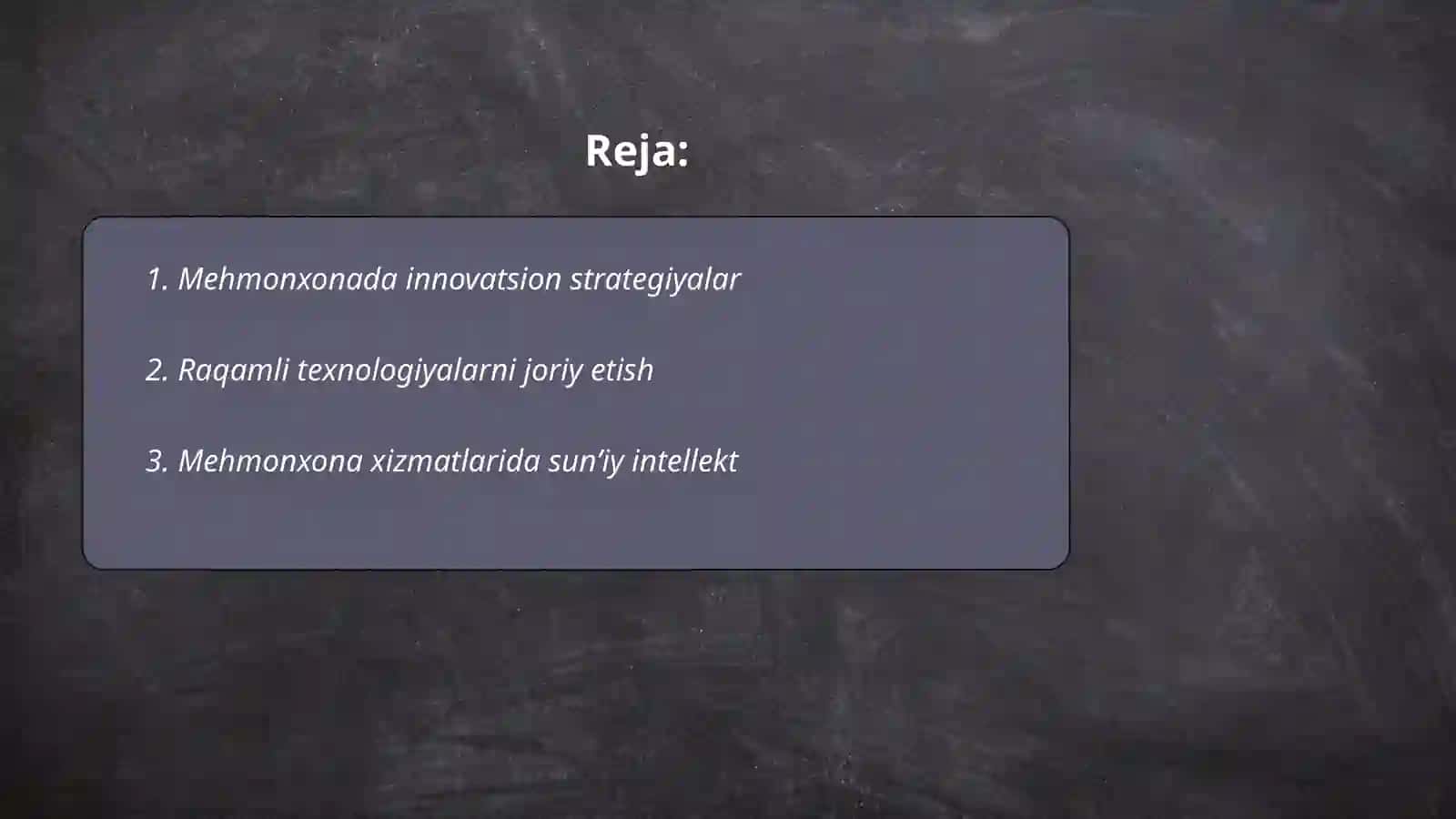 Mehmonxona xo’jaligida innovatsion faoliyatni rejalashtirish 2