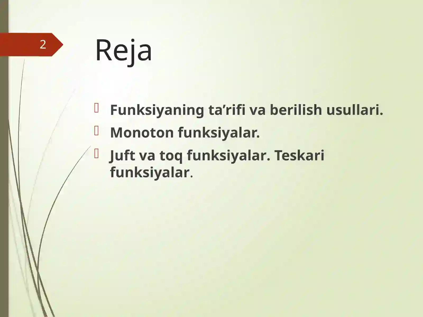 FUNKSIYA TUSHUNCHASI 2