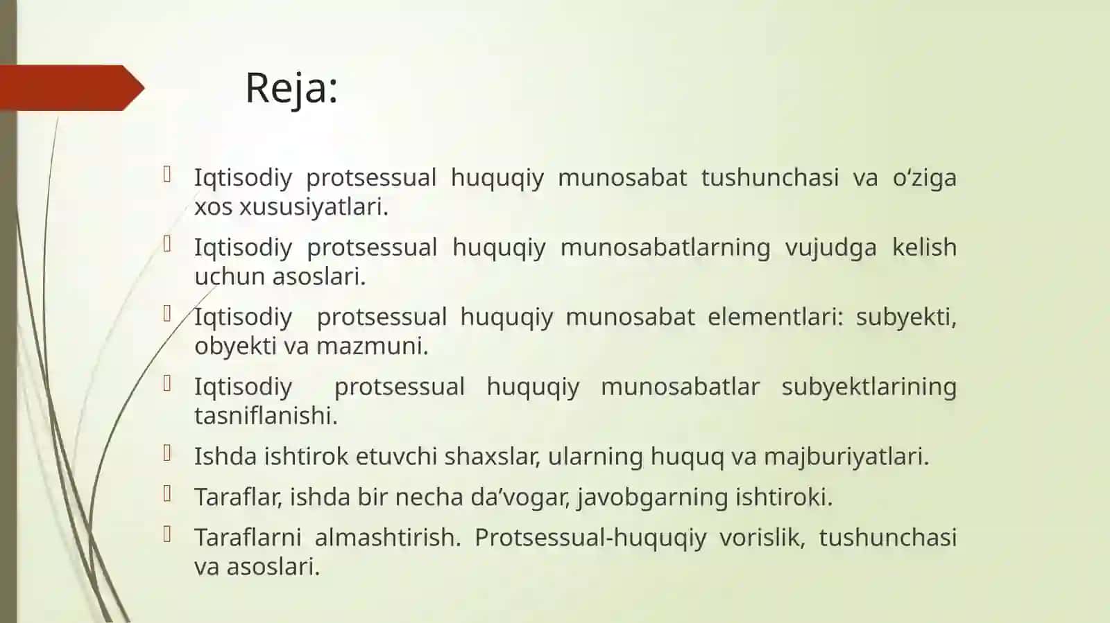 IQTISODIY PROTSESSUAL HUQUQIY MUNOSABATLAR VA UNING ELEMENTLARI 2
