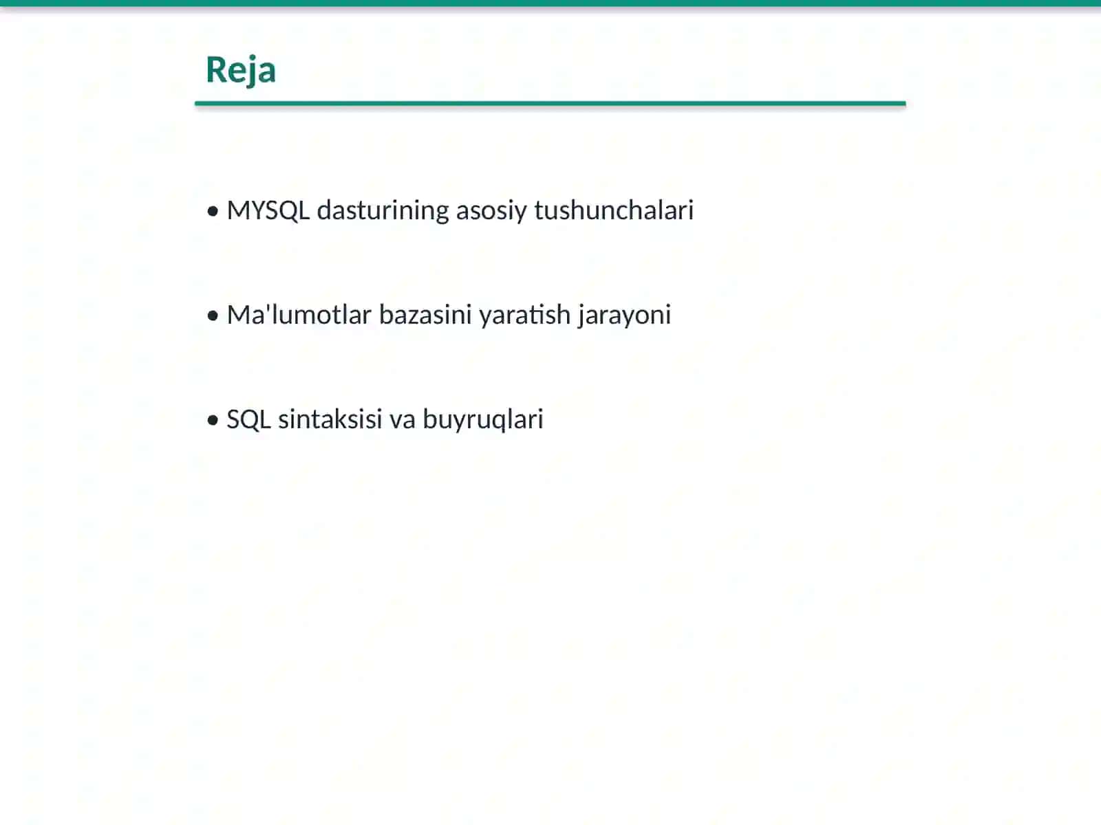MySQL dasturi yordamida ma'lumotlar bazasini yaratish 2