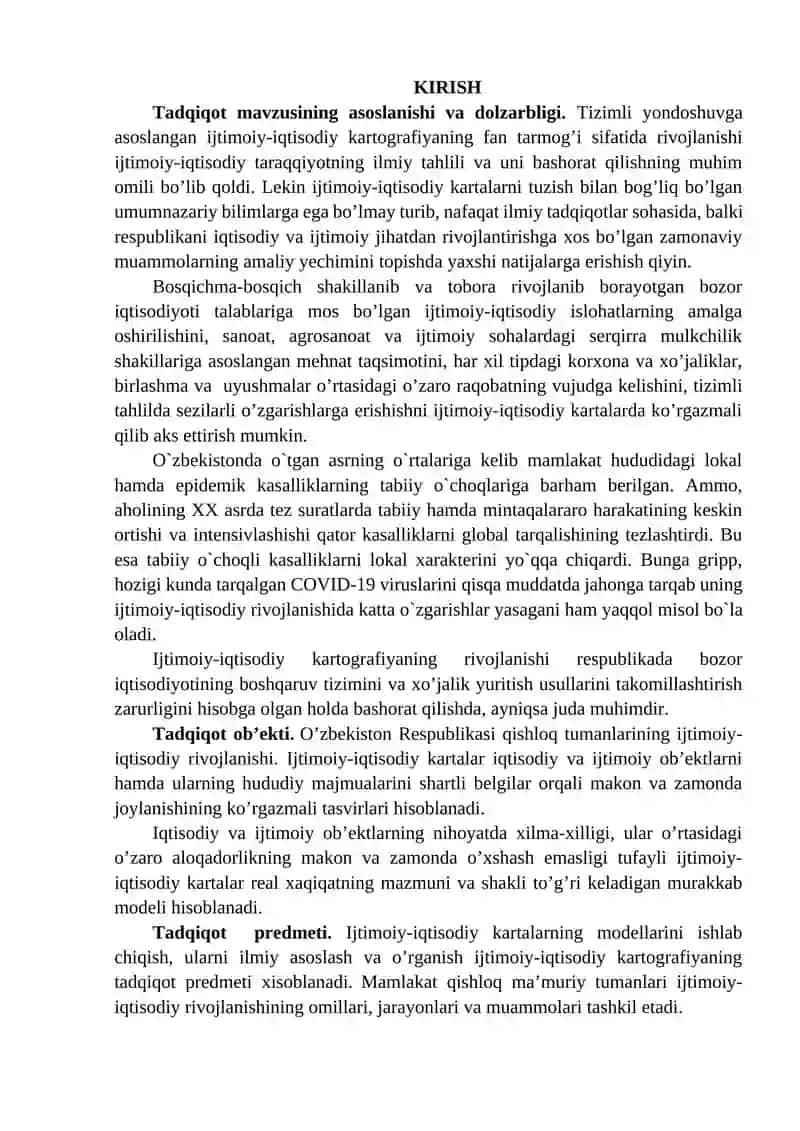 Qishloq, ma’muriy tumanlarning yirik masshtabli ijtimoiy-iqtisodiy kartalarini tuzish 2